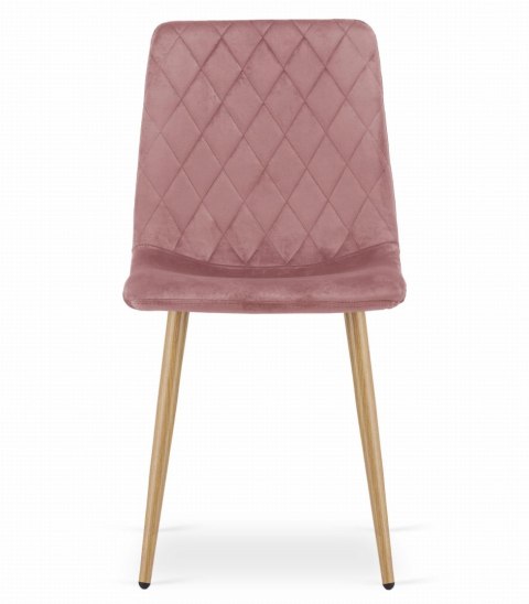 Krzesło TURIN - różowy aksamit / nogi kolor drewna x 3