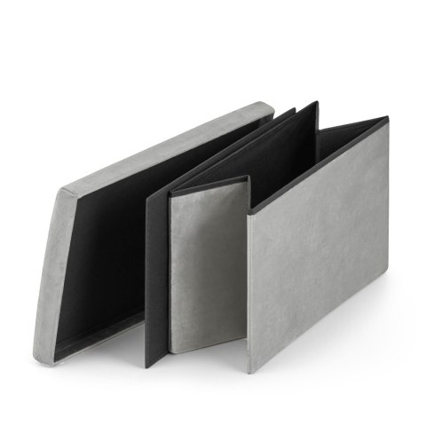 Pufa składana XL - 60x38x38cm aksamit szara x 4