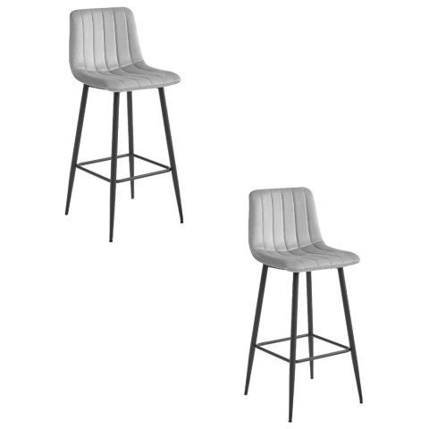 Hoker POZZA - aksamit srebrno-szary / nogi czarne x 2