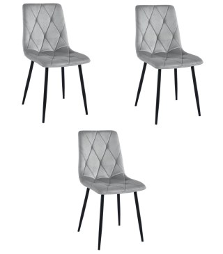 Krzesło LIBRA - aksamit srebrno-szary / nogi czarne x 3