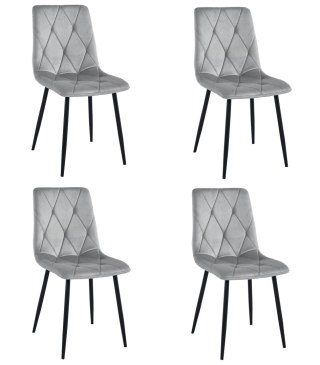 Krzesło LIBRA - aksamit srebrno-szary / nogi czarne x 4