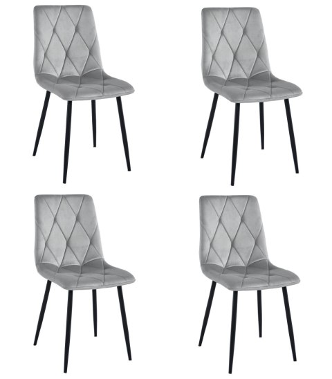 Krzesło LIBRA - aksamit srebrno-szary / nogi czarne x 4
