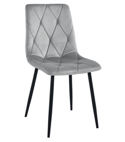 Krzesło LIBRA - aksamit srebrno-szary / nogi czarne x 4