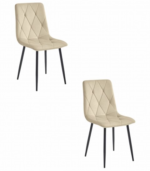Krzesło LIBRA - jasny beż aksamit / nogi czarne x 2