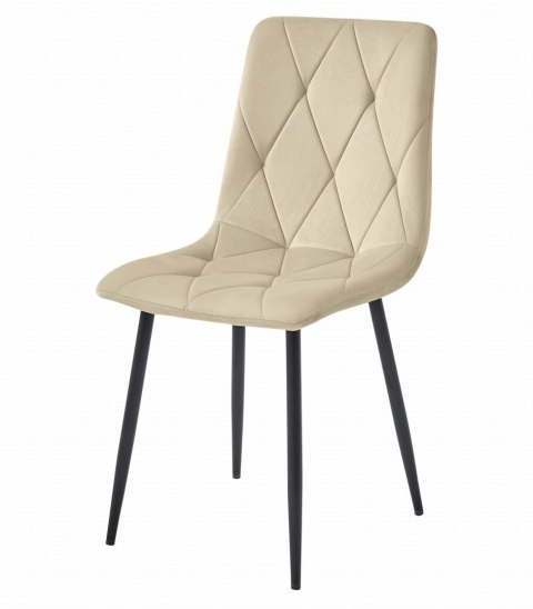 Krzesło LIBRA - jasny beż aksamit / nogi czarne x 4
