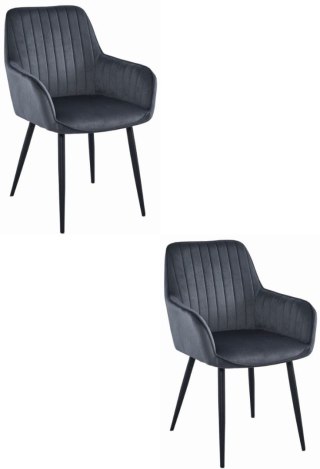 Krzesło SOLDEN - aksamit ciemny szary / nogi czarne x 2