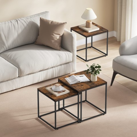 Stolik kawowy kwadrat 2szt - rustykalny / nogi czarne