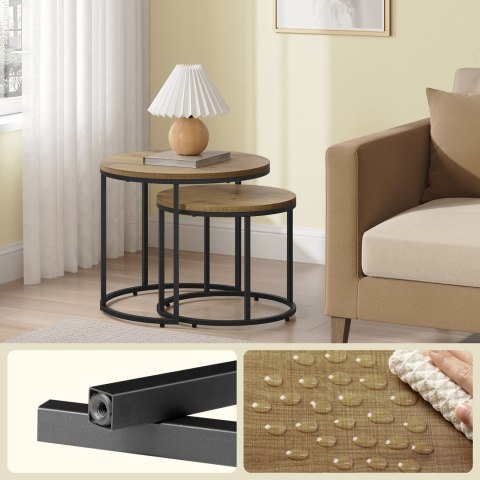 Stolik kawowy okrągły 2szt - dąb / nogi czarne