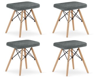 Taboret WERK - szary materiał / nogi naturalne x 4