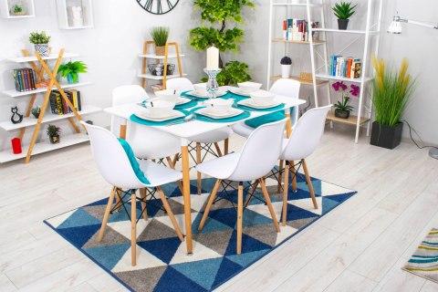 Zestaw stół prostokątny ADRIA 120x80cm biały + 6 krzeseł OSAKA białe