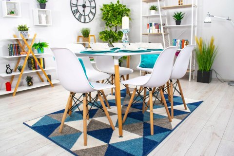 Zestaw stół prostokątny ADRIA 120x80cm biały + 6 krzeseł OSAKA białe