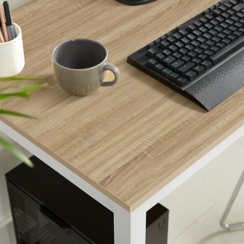 Zestaw stół prostokątny TESSA 120x60cm dąb + 4 krzesła OSAKA białe