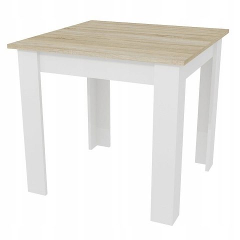 Zestaw stół kwadratowy 80x80cm dąb sonoma + 4 krzesła MARK białe