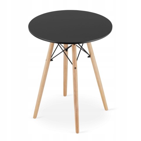 Zestaw stół okrągły TODI 60cm czarny + 2 krzesła LAGO szare