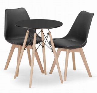 Zestaw stół okrągły TODI 60cm czarny + 2 krzesła MARK czarne