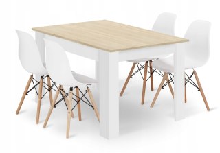 Zestaw stół prostokątny 120x80cm dąb sonoma + 4 krzesła OSAKA białe
