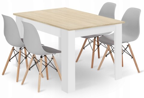 Zestaw stół prostokątny 120x80cm dąb sonoma + 4 krzesła OSAKA szare