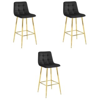 Hoker ARCETO - aksamit czarny / nogi ZŁOTE x 3