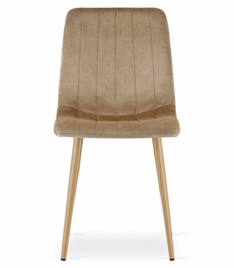 Krzesło LAVA - brązowy aksamit / nogi kolor drewna x 3