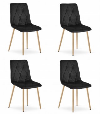 Krzesło LIBRA - czarny aksamit / nogi kolor drewna x 4