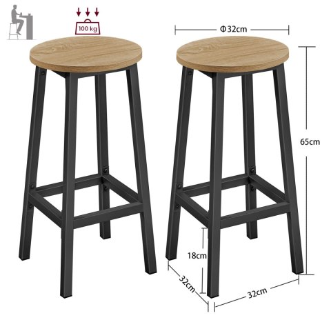 Taborety Barowe 2 szt. - sonoma - LBC032B11