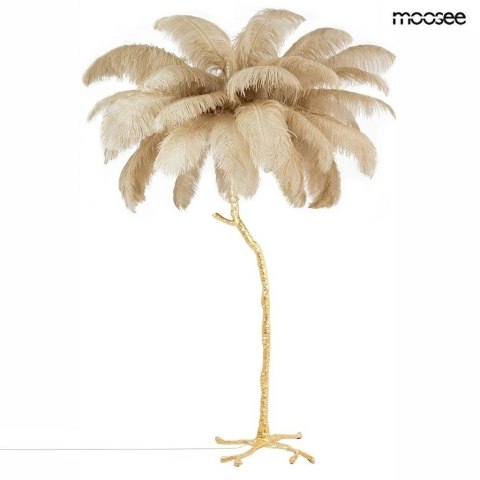 MOOSEE lampa podłogowa TIFFANY 175 beżowa mosiądz / naturalne pióra