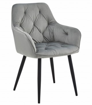 Krzesło JORK - aksamit srebrno-szary / nogi czarne x 1