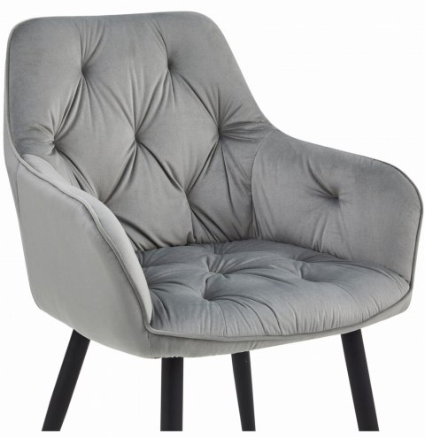 Krzesło JORK - aksamit srebrno-szary / nogi czarne x 1