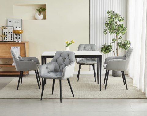 Krzesło JORK - aksamit srebrno-szary / nogi czarne x 2