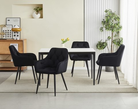 Krzesło JORK - czarny aksamit / nogi czarne x 1