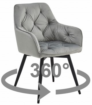 Krzesło JORK360 - aksamit srebrno-szary / nogi czarne x 1