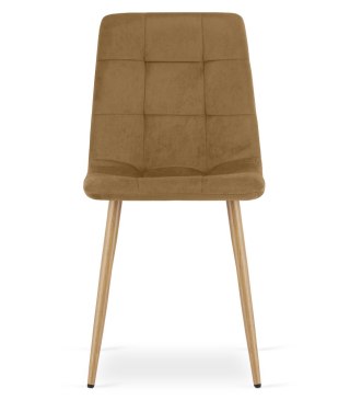 Krzesło KARA - brązowy aksamit / nogi kolor drewna x 1