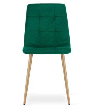 Krzesło KARA - ciemna zieleń aksamit / nogi kolor drewna x 1