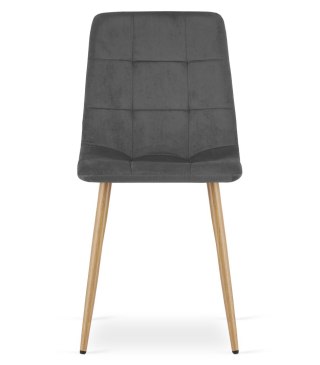 Krzesło KARA - ciemny szary aksamit / nogi kolor drewna x 1