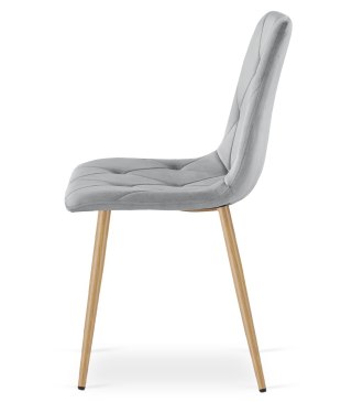 Krzesło LIBRA - jasny szary aksamit / nogi kolor drewna x 1