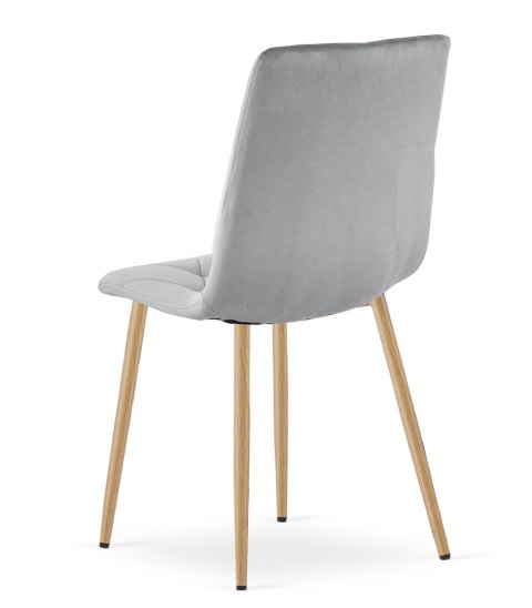 Krzesło LIBRA - jasny szary aksamit / nogi kolor drewna x 1