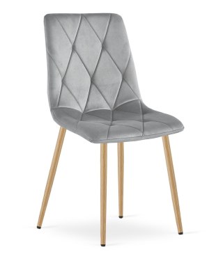 Krzesło LIBRA - jasny szary aksamit / nogi kolor drewna x 2