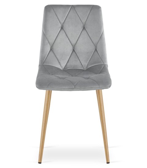 Krzesło LIBRA - jasny szary aksamit / nogi kolor drewna x 2