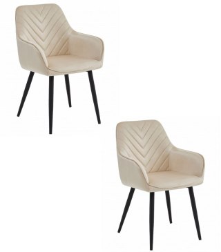 Krzesło NANA - beż aksamit / nogi czarne x 2