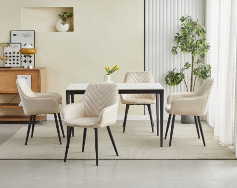 Krzesło NANA - beż aksamit / nogi czarne x 2