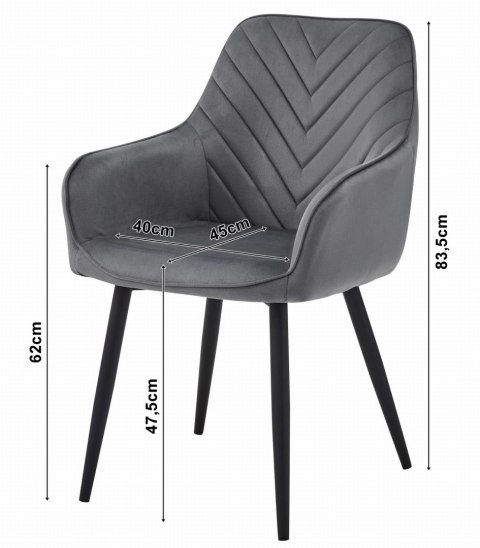 Krzesło NANA - czarny aksamit / nogi czarne x 2