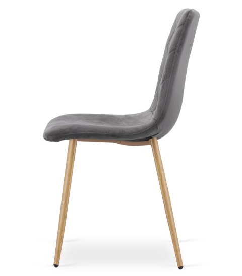 Krzesło TURIN - ciemny szary aksamit / nogi kolor drewna x 1