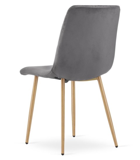 Krzesło TURIN - ciemny szary aksamit / nogi kolor drewna x 2