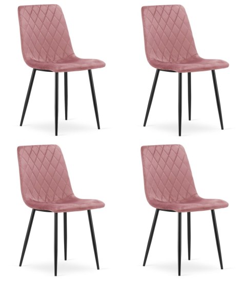 Krzesło TURIN - różowy aksamit / nogi czarne x 4