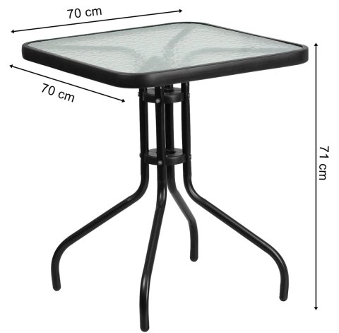 Stół kwadrat ISLAND 70cm + 4x Krzesło SOFIA brąz