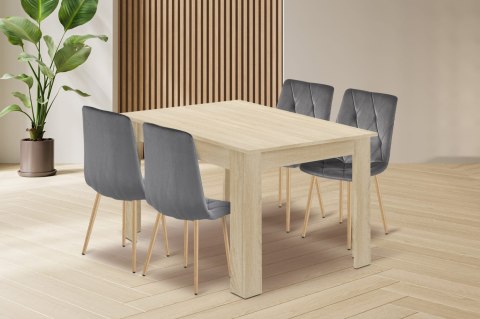 Zestaw stół NP 120x80cm Dąb Sonoma + 4 krzesła LIBRA szare