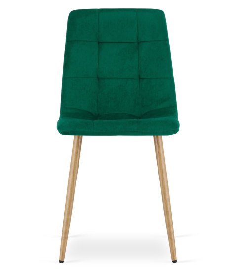 Krzesło KARA - ciemna zieleń aksamit / nogi kolor drewna x 3