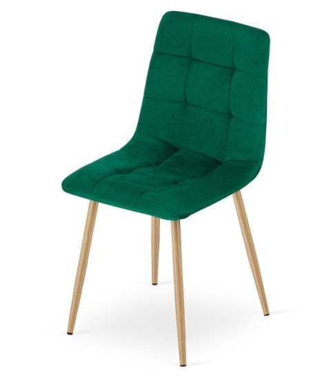 Krzesło KARA - ciemna zieleń aksamit / nogi kolor drewna x 4