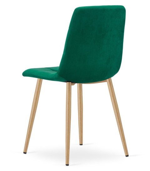 Krzesło KARA - ciemna zieleń aksamit / nogi kolor drewna x 4