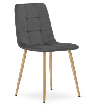 Krzesło KARA - ciemny szary aksamit / nogi kolor drewna x 3
